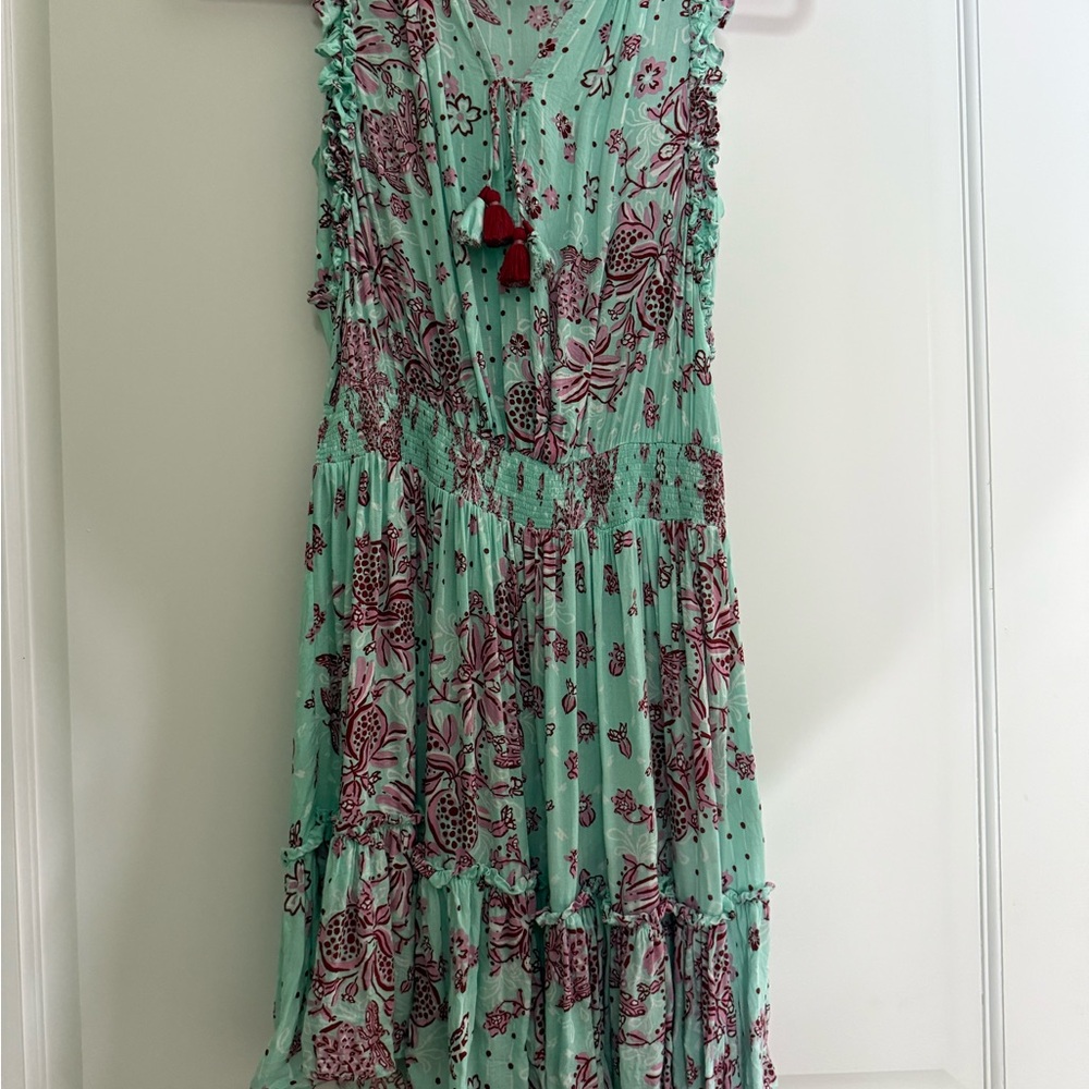 Poupette St. Barth Mint and Red Floral Dress
